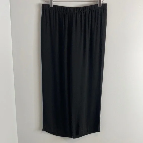 Eileen Fisher Black SILK Wide Leg Crop Pants PS - Picture 3 of 6